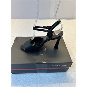 Vince Camuto VP Pairia Ankle Strap Open Toe Pump 3.5" Heel in Black Size 6 NEW